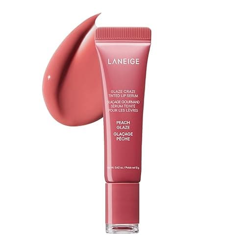 LANEIGE Glaze Craze Tinted Lip Serum: Hydrating Lip Serum for Glossy, Nourished Lips with Plumping Polypeptides - Peach Glaze