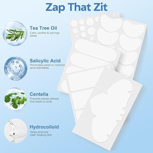 Large Pimple Patches for Face 331 Patches,Hydrocolloid Acne Patch Skincare Blemishes Zit Breakouts Bandages Big Spot Covers for All Skin Types w/Tea Tree Salicylic Acid & Cica Oil|Bigpack,Larger Size thumbnail 3