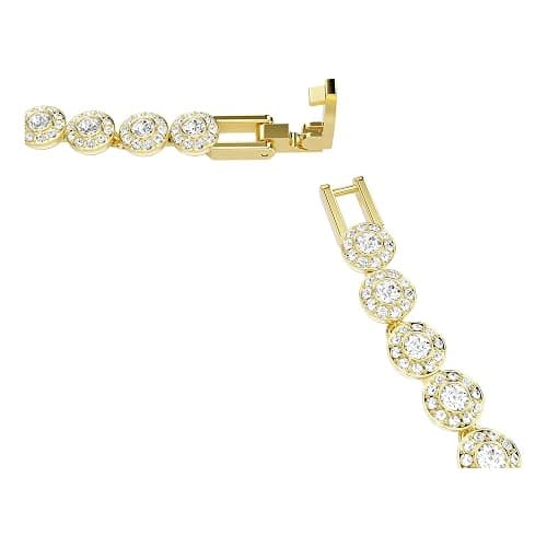 Swarovski Una Angelic necklace, Round cut, Small, White, Gold-tone plated thumbnail 3
