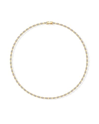PAVOI 14K Gold Plated Simulated Diamond Tennis Necklaces for Women - Classic Tennis Chain - Timeless Station Round and Pear Cubic Zirconia Stones Choker Necklace thumbnail 3