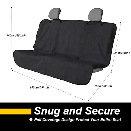 LoyaGour Back Seat Cover for Car Trucks Van SUV,Waterproof Rear Bench Towel Seat Covers for Dogs and Kids,Automotive Backseat Protector (Black) thumbnail 2