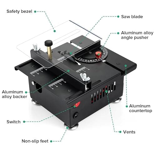 Mini Multi Functional Table Saw, mini Table Saws for Crafts, Portable Mini Desktop Electric Saw for Wood Cutting, Height & Angle Adjustable with More Accessories, for Wood, Plastic Acrylic Cutting thumbnail 7