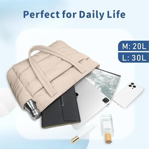 TOPDesign Puffer Tote Bag for Women, Lightweight Puffy Handbag with Compartments, Quilted Shoulder Bag for Work, Travel, Gym thumbnail 8