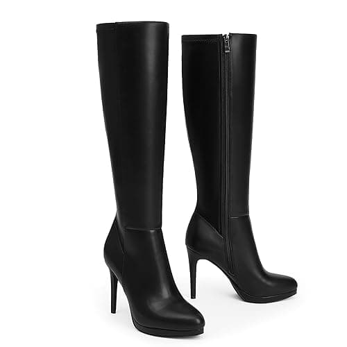 Modatope Knee High Boots Women Pointed Toe Stiletto Heel Fall Tall Boots Elastic Leather Long Boots Side Zipper thumbnail 3
