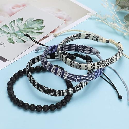 Beach Bracelet Set for Men and Women, Surfer Men Bracelet, Braided Boho Summer Bracelets Adjustable Men's Bracelet Handmade Women Bracelet String Rope Ankle Bracelets Birthday Gift thumbnail 5