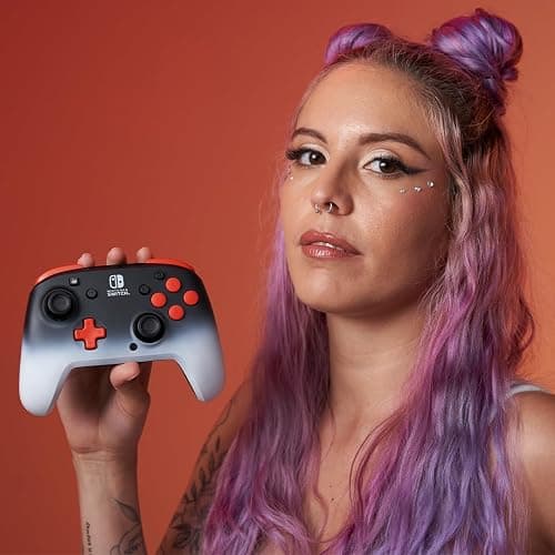 PDP REMATCH Enhanced Wireless Nintendo Switch Pro Controller, Rechargeable 40 hour battery power, Dual Programmable Gaming Buttons, 30-foot Connection, Licensed by Nintendo: Black Fade (Red & Black) thumbnail 8