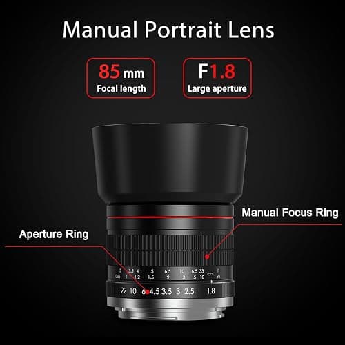 85mm Lens for Canon RF - 85mm f1.8 Portrait Lens Manual Focus(MF) for Canon EOS R/Ra/RP/R3/R5/R5 C/R6/R6 Mark II /R7/R8/R10/R50/R100 Mirrorless Camera (for Canon R Series) thumbnail 3