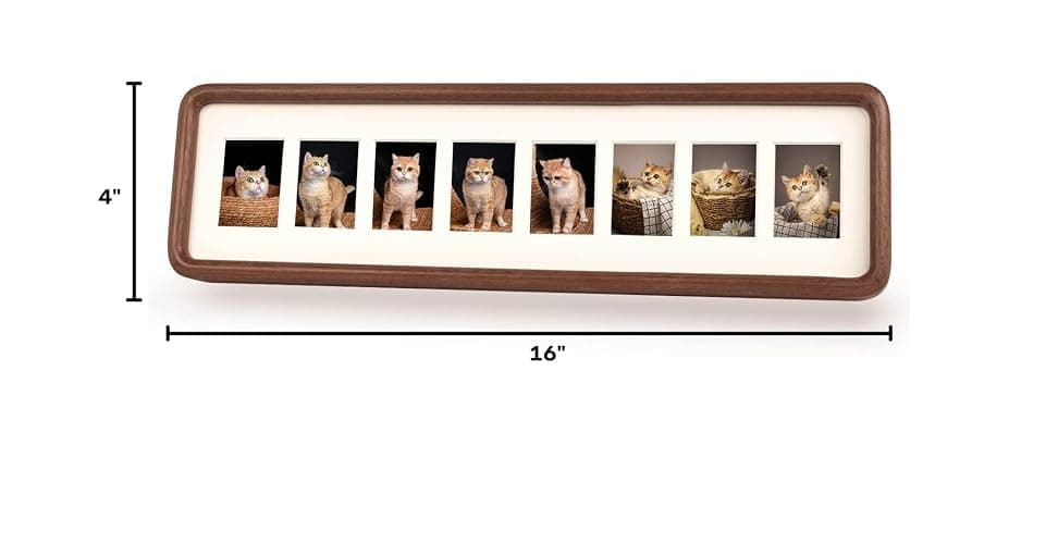 Hans 4"x16" Frames Collage Photo Frame Single Mat with Eight 1.5x2.5 Openings and Satin Solid Frame Horizontal or Vertical(8 Openings) thumbnail 2
