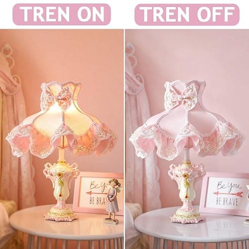 ZDAAPLJ Victorian Table Lamp Pink Princess Lamp French Country Bedside Lamp Farmhouse Cute Kids Table Lamp Vintage Rustic Nightstand Lamp for Girls Bedroom Children Nursery Desk Home Entryway thumbnail 5