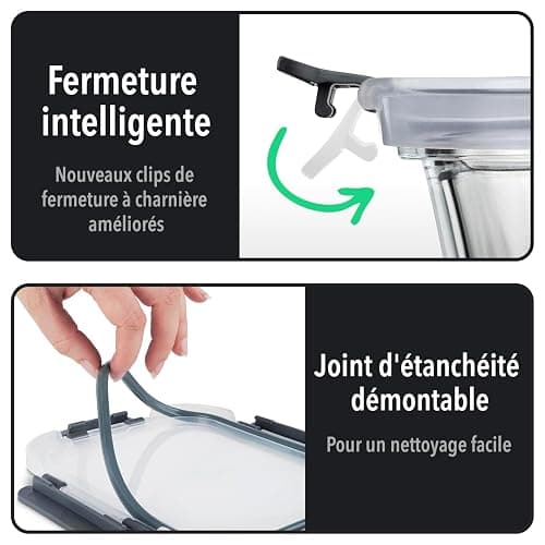 Lot de 10 Boites Repas - Boites de Conservation Alimentaire Idéales pour Préparer des Repas Sains - Boites en Verre Hermétiques sans BPA - 10 Boites Alimentaires et 10 Couvercles Étanches thumbnail 5