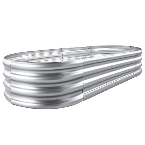 Land Guard Galvanized Raised Garden Bed Kit, Galvanized Planter Garden Boxes Outdoor, Oval Large Metal Raised Garden Beds for Vegetables………… - Image 1