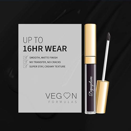 Depuplum Black Lipstick Matte for Women, Long Lasting Lipstick Smudge Proof No Transfer Goth Liquid Lipsticks, Cruelty Free Lip Makeup (DM23 Black Storm) thumbnail 4