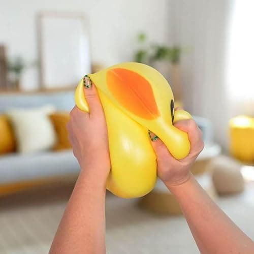 Duck Squishy Jumbo, Squeezable Gaint Squishy Sensory Stress Ball, Novelty Anxiety Relief Fidget Toy for Adults & Desk Use (A-yellow) thumbnail 5