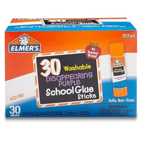 Elmer's Disappearing Purple School Glue Sticks, Washable, 7 Grams, 30 Count - Poster, Vision Board, Back to School, Bulk Pack for Classrooms, #1 Teacher Brand thumbnail 6