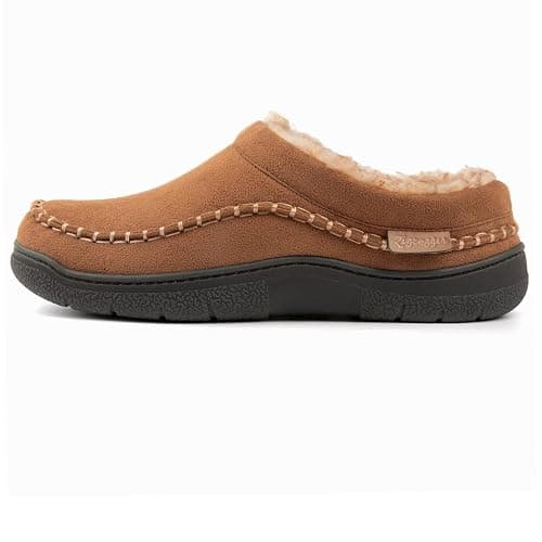 Zigzagger Men's Slip On Moccasin Slippers, Indoor/Outdoor Warm Fuzzy Comfy House Shoes, Fluffy Wide Loafer Slippers thumbnail 5