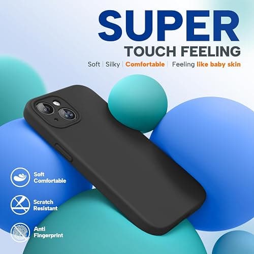 Miracase Compatible with iPhone 15 Case, [Soft Anti-Scratch Microfiber Lining], Liquid Silicone Case Gel Rubber Shockproof Drop Protection Phone Case for iPhone 15 (Black) thumbnail 2