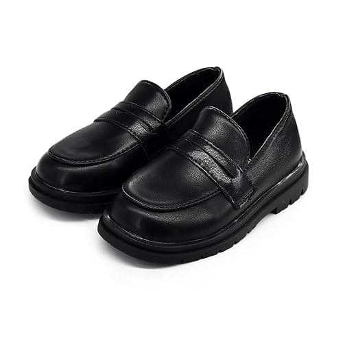 COSANKIM Toddler Boys Girls Dress Shoes PU Leather Lace Up Wedding School Uniform Loafer Flats Boys Dress Shoes thumbnail 3