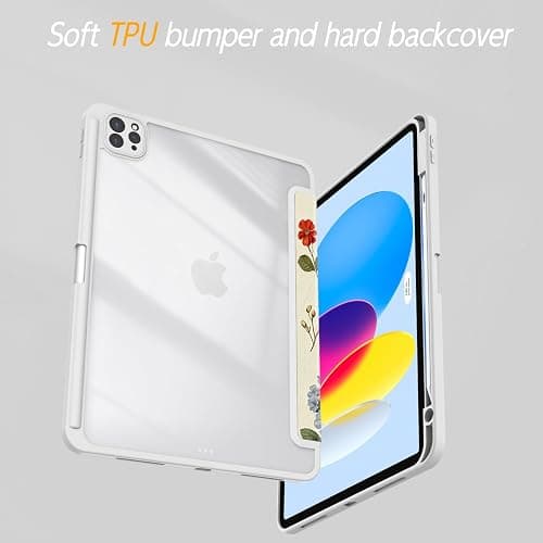 Xkladz Case for iPad Air 13 Inch M3 2025/M2 2024, iPad Pro 12.9 inch 6th /5th /4th/ 3rd Generation (2022/2021/2020/2018), Stand Case Cover with Pencil Holder/Clear Back, Auto Sleep/Wake, Wildflower thumbnail 6