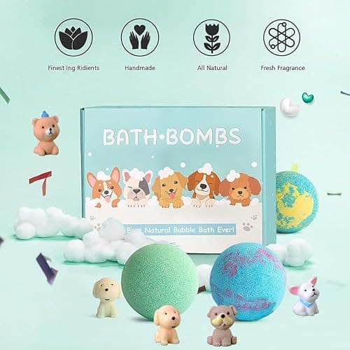 Bath Bombs for Kids with Surprise Inside for Girls Boys Toddlers, 20 Pack Organic Kids Bath Bombs with Puppy Dolls Inside, Kids Safe Handmade Bubble Bath Fizzies, Ideal Birthday Christmas Gift Set thumbnail 7