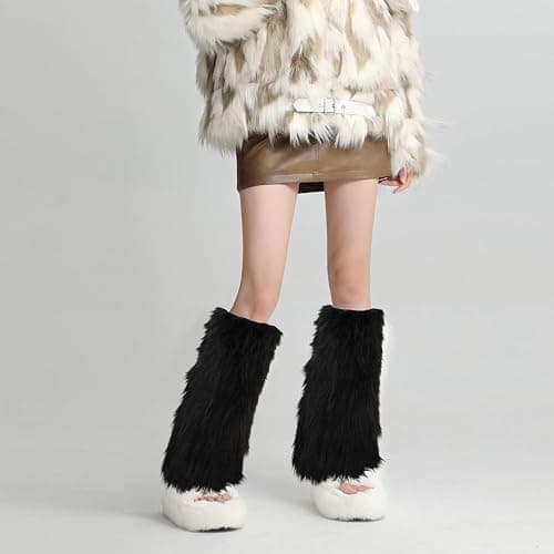 XEPST Faux Fur Fuzzy Leg Warmers Furry Boot Covers for Women, Warm Fuzzy Boot Cuff Boot Sleeves Leg Warmers for Party Costume thumbnail 4