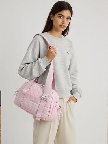 CAMTOP Mini Gym Bag for Women, Small Gym Tote Bag Puffy Quilted Sports Duffel Bag with Wet Compartment and Coin Purse Duffel Bags Dance Yoga Workout Bag for Gifts thumbnail 2