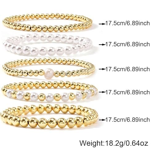 SHINUS BOHO 14K Gold Pearl Beaded Cross Bracelets Stack Set for Women,Stretch Boho Colorful Christian Beads Ball Jewelry Trendy Gift thumbnail 6