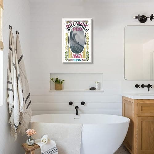 Vintage Hawaii Surf Poster Canvas Print Retro Surfing Competition Wall Art Coastal Beach Wall Picture Decor for Living Room Bedroom Bathroom California Wave Riding Shack Artwork 12x18inch Unframed thumbnail 8