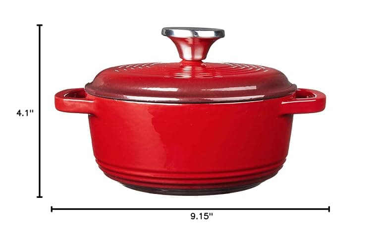 Lodge 1.5 Quart Enameled Cast Iron Dutch Oven with Lid – Dual Handles – Oven Safe up to 500° F or on Stovetop - Use to Marinate, Cook, Bake, Refrigerate and Serve – Red thumbnail 3