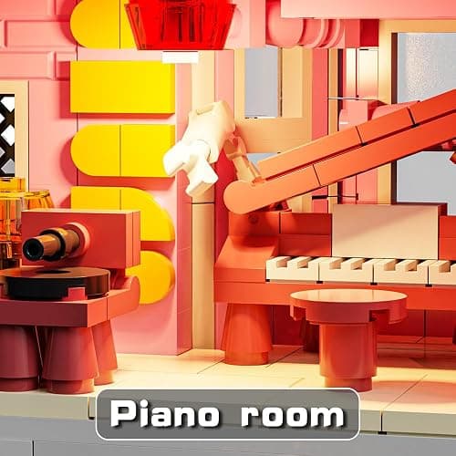 Pink Palace House Building Set with Lights, Halloween Haunted House Blocks Toy, Halloween House Kit for Kids Adults,Christmas for Girls and Boys, Aged 8+ (1349PCS) thumbnail 5