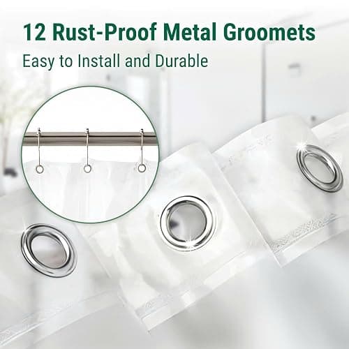 Bowery Home, NOT Made in China, Eco-Friendly Recycled PEVA Shower Curtain Liner – Waterproof, Sustainable, Non-Toxic, Odorless with Rust-Proof Grommets - 72x72in, 4G – Frosted thumbnail 4