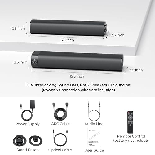 Assistrust Sound Bar for Smart TV, Soundbar with Bluetooth/ARC/Opt/AUX Connect, Auto Volume Boost, 3 Equalizer Modes, 2 in 1 Detachable Soundbar for TV/PC/Gaming/Projectors thumbnail 8