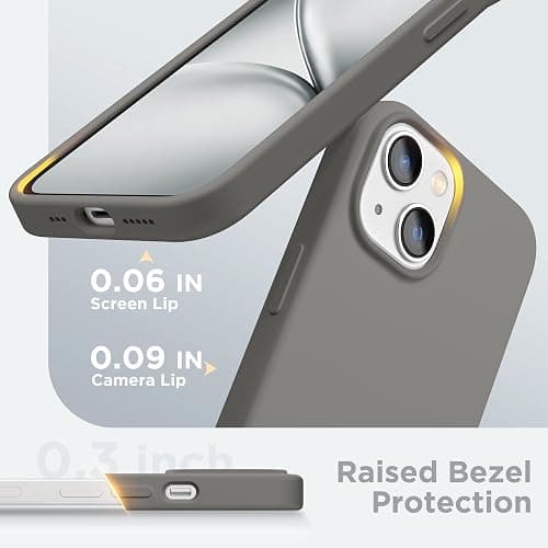 GolbinBox Magnetic for iPhone 13 Case & iPhone 14 Case, Compatible with MagSafe, [Soft Anti-Scratch Microfiber Lining], Slim Liquid Silicone Shockproof Protective Phone Case 6.1 inch, Cold Gray thumbnail 7