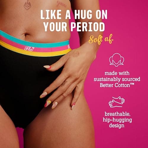 Flo - Period-Proof Undies - Black Hipster Brief - Period Underwear for Women - Cotton - Holds 4 Tampons of Flow thumbnail 5