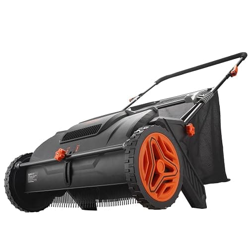 VEVOR Push Lawn Sweeper, 21inch Leaf & Grass Collector, Heavy Duty Thickened Steel Durable to Use with Large Capacity 3.5 cu. ft. Mesh Collection Hopper Bag, 2 Spinning Brushes thumbnail 9