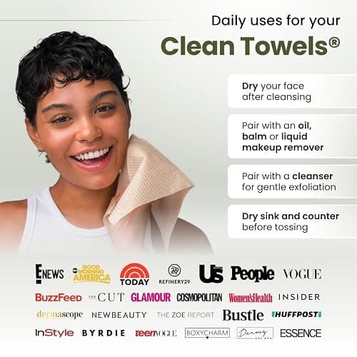 Clean Skin Club Bamboo Viscose Clean Towels® XL 100% USDA Biobased Face Towel, Disposable Face Towelette, Makeup Remover Dry Wipes, Ultra Soft, 50 Ct, 1 Pack thumbnail 4