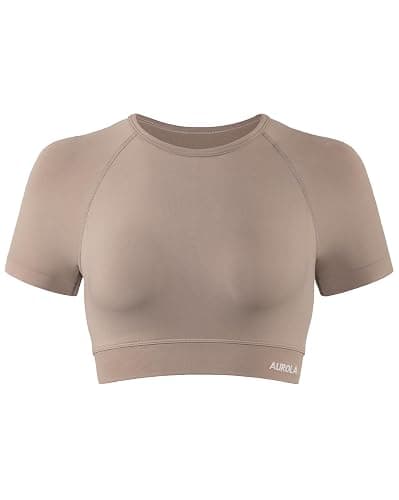 AUROLA Influence Crop Top Workout Shirts for Women, Ultra-Soft Seamless Gym T Shirts Short Sleeve Running Workout Tops - Image 1
