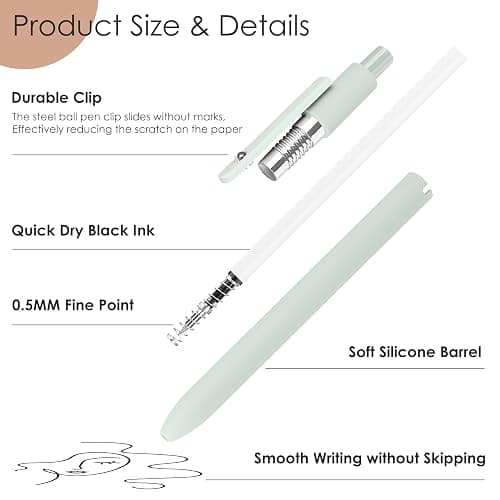 Hapikalor Gel Pens, 6 Pcs 0.5mm Quick Dry Black Ink Pens Fine Point Smooth Writing Pens, Cute Gifts for Women Stocking Stuffers for Teen Girls thumbnail 4