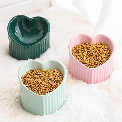Pink Ceramic Raised Cat Bowls, Tilted Elevated Food or Water Bowls, Stress Free, Backflow Prevention, Dishwasher and Microwave Safe, Lead & Cadmium Free thumbnail 9