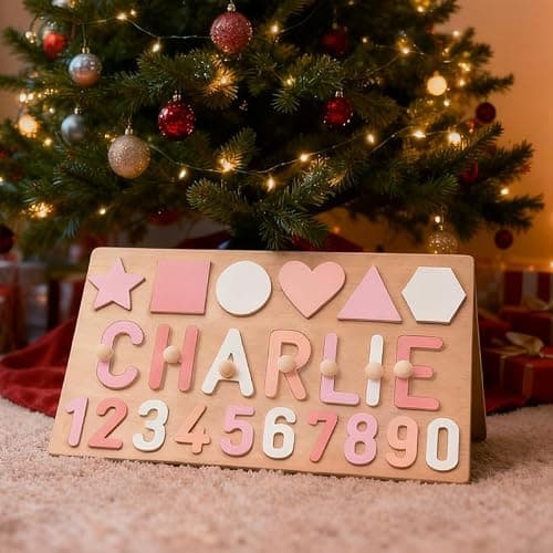 Personalized Name Puzzle for Kids, Custom Wooden Name Puzzles for Toddlers 1-3, 1st Birthday Gifts Girl Boy, Alphabet Number Puzzle with Engraved Text on Back, Baby Learning Toys thumbnail 9