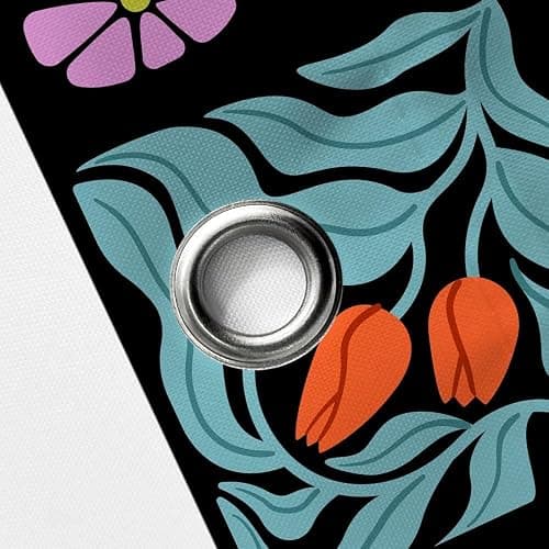 JAWO Retro Shower Curtain Vintage Abstract Cute Boho Floral Shower Curtains for Bathroom Decor Black Blue Botanical Geometric Groovy Aesthetic Pattern Shower Curtain Sets with Hooks, 70X70IN thumbnail 7