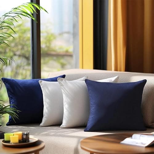 QUORGVES Navy Blue Pillow Covers 18x18 inch Set of 2 Velvet Decorative Throw Pillows for Independence Day 4th of July Living Room Sofa Couch Bed Bedroom (Dark Navy Blue) thumbnail 2