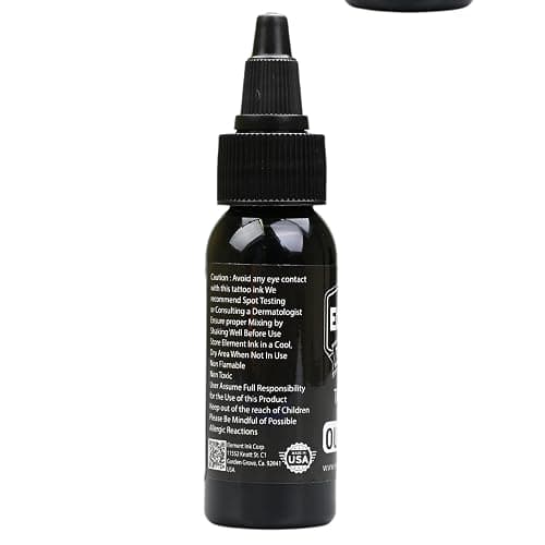 Element Tattoo Supply Nighthawk Black Tattoo Ink Vegan Professional 1oz | cruelty free formula, made in usa, richly pigmented for bold lines, smooth consistent flow, safe for human skin thumbnail 9