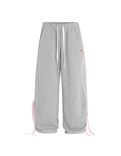 Aelfric Eden Lace Stripe Patchwork Sweatpants Casual Baggy Pant for Women Wide Leg Elastic Drawstring Trousers thumbnail 3