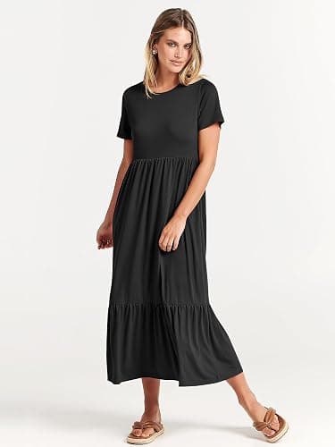 ANRABESS Womens 2025 Summer Casual Maxi Dress A line Tiered Flowy Short Sleeve Crewneck T Shirt Beach Travel Long Dresses thumbnail 7