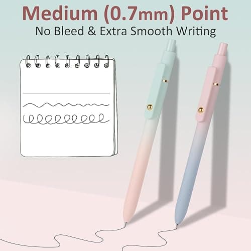 FIOVER Gel Pens, 6 Pcs 0.7mm Comfort Grip Quick Dry Black Ink Pens Fine Point Smooth Writing Pens, Cute Office Back to School Supplies Gifts for Women (6PCS Gradient Black Ink) thumbnail 4