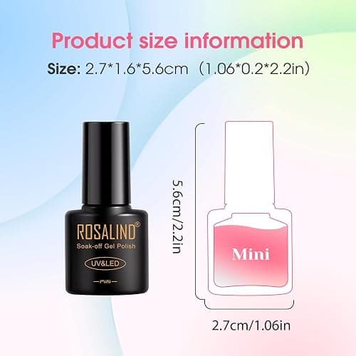 ROSALIND 100PCS Gel Nail Polish Set, 92 PCS Colors Gel Polish Set with 8 Bottles of Base and Glossy Matte Top Coat Starter Nail Set Suitable for All Seasons Gift for Women thumbnail 9