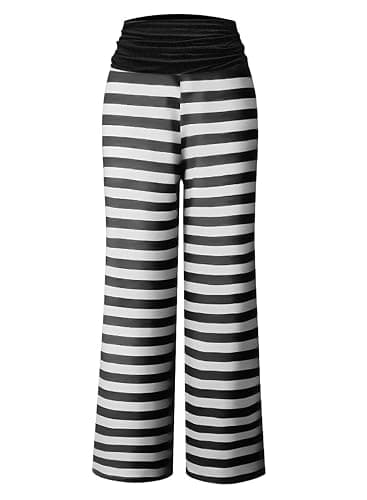 Gracyoga Women's Comfy Pajama Pants Wide Leg Lounge Palazzo Yoga Pants Stretch Casual Floral Print Fold Waist Pants thumbnail 3