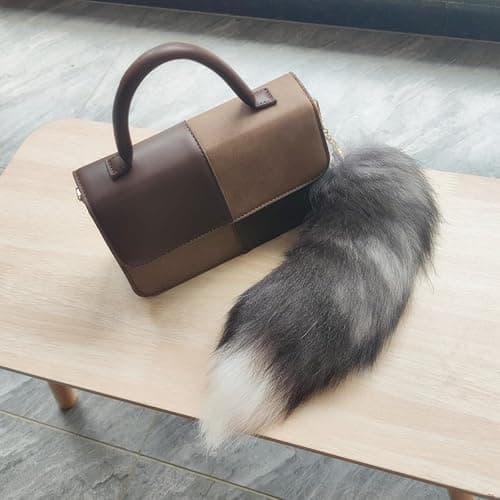 WtgwtQ Fluffy Fox Tail Fur Keychain Therian Cosplay Handbag Tassel Hook Accessories for Women Black Soft Faux Furry Tails Toy Kids Birthdays Party Costume Cat Toys for indoor Cats thumbnail 3