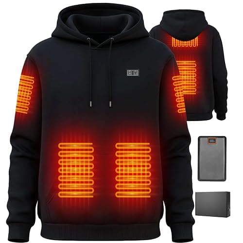 Brimekey Heated Hoodie for Men Women with Fleece Lining 20000mAh Battery | Heated Sweatshirt Fast Charge Winter Thermal Pullover Sweater Sweatshirt Coat for Men Women Black - Image 1
