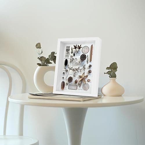 Shadow Box Frame 8x10 - 3 Pack Wood Deep Shadowbox with Glass Shadow Boxes Display Cases Suitable for Photos, Dried Flowers, Handicrafts Picture Frames for Wall (White) thumbnail 6
